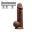 SilexD 8.5 inch Realistic Silicone Dual Density Girthy Dildo with Suction Cup with Balls Brown