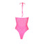 Halter Tie Neck Bodysuit Neon Pink One Size